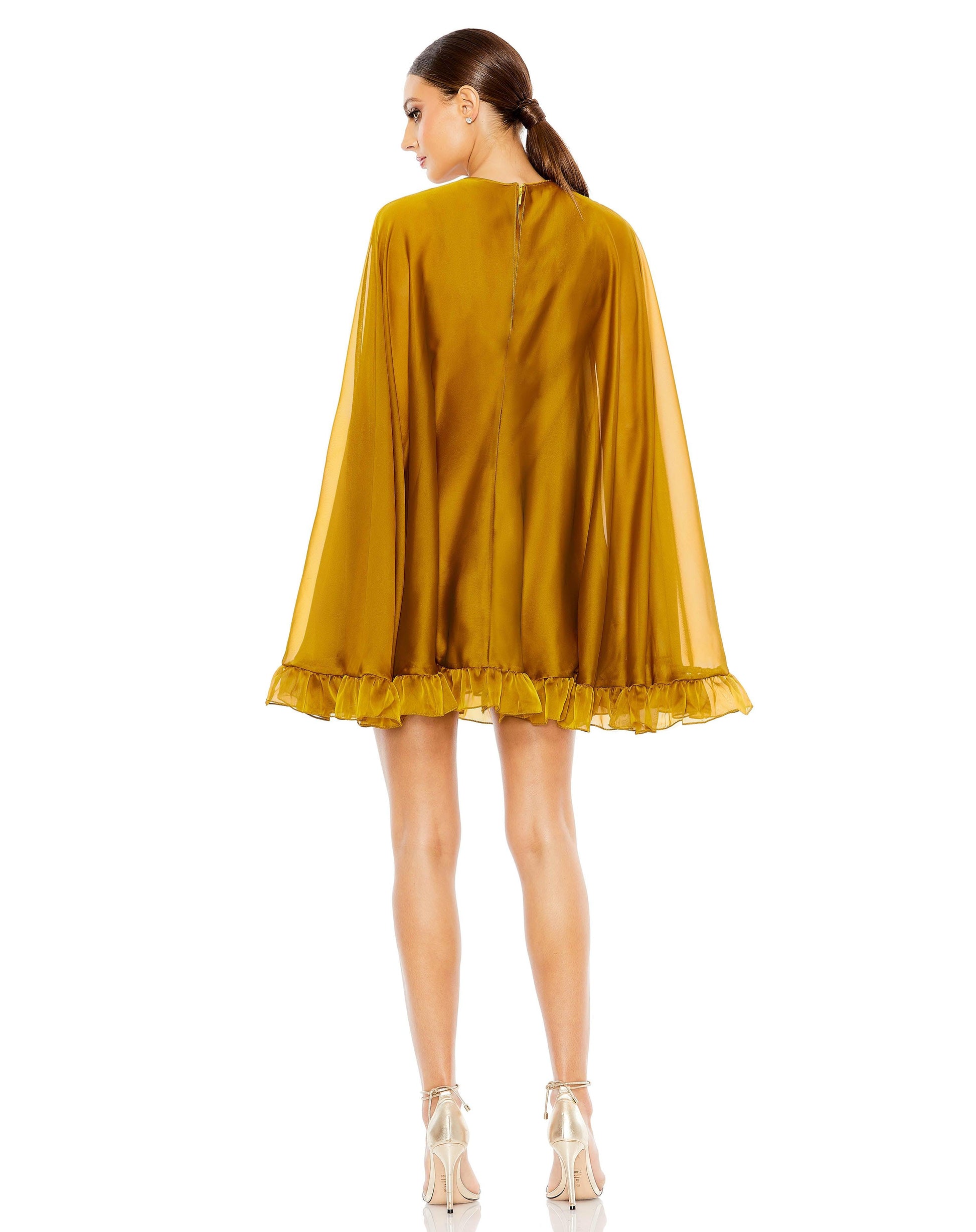 Mac Duggal 55407 Short Cape Sleeve Cocktail Dress