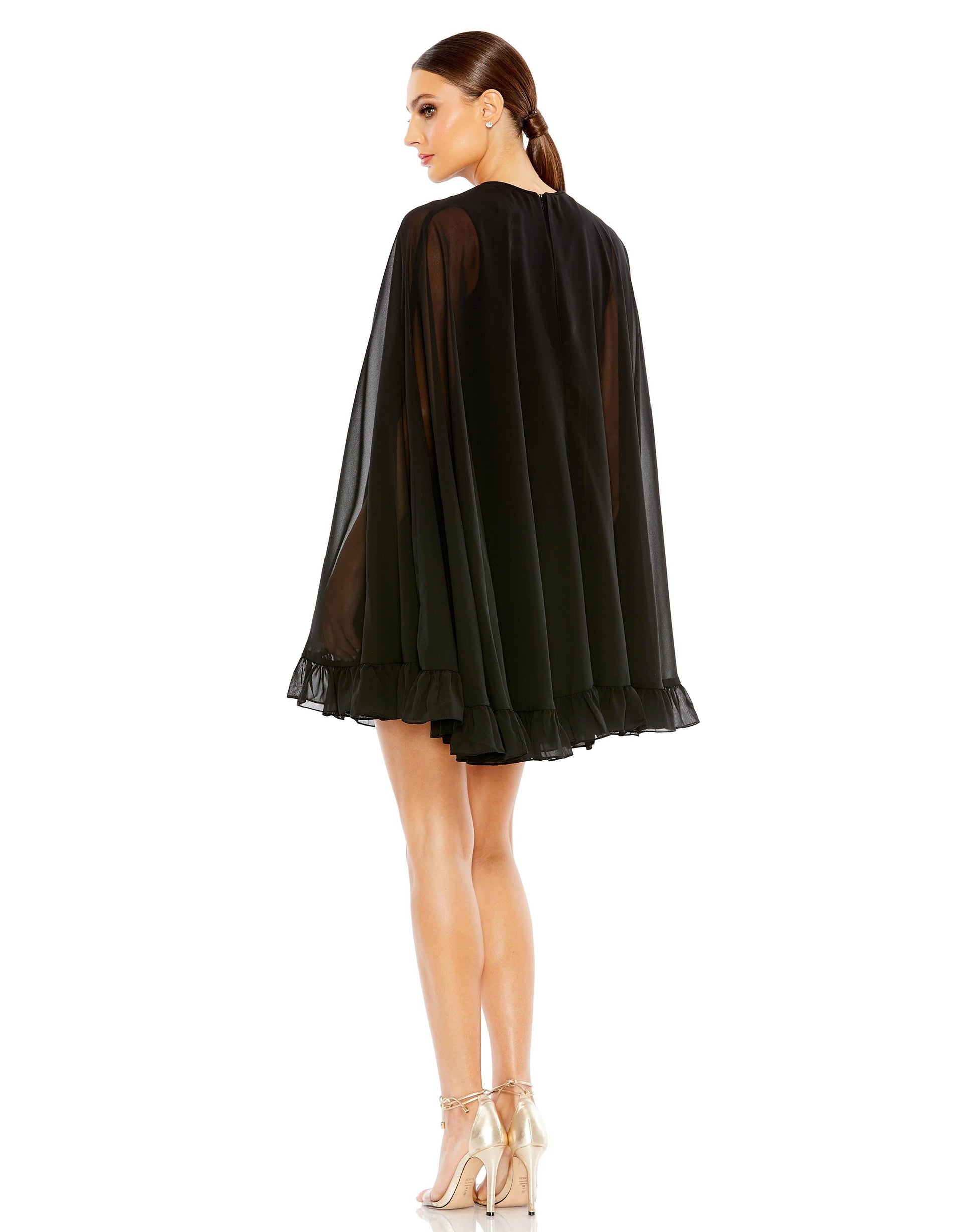 Mac Duggal 55407 Short Cape Sleeve Cocktail Dress
