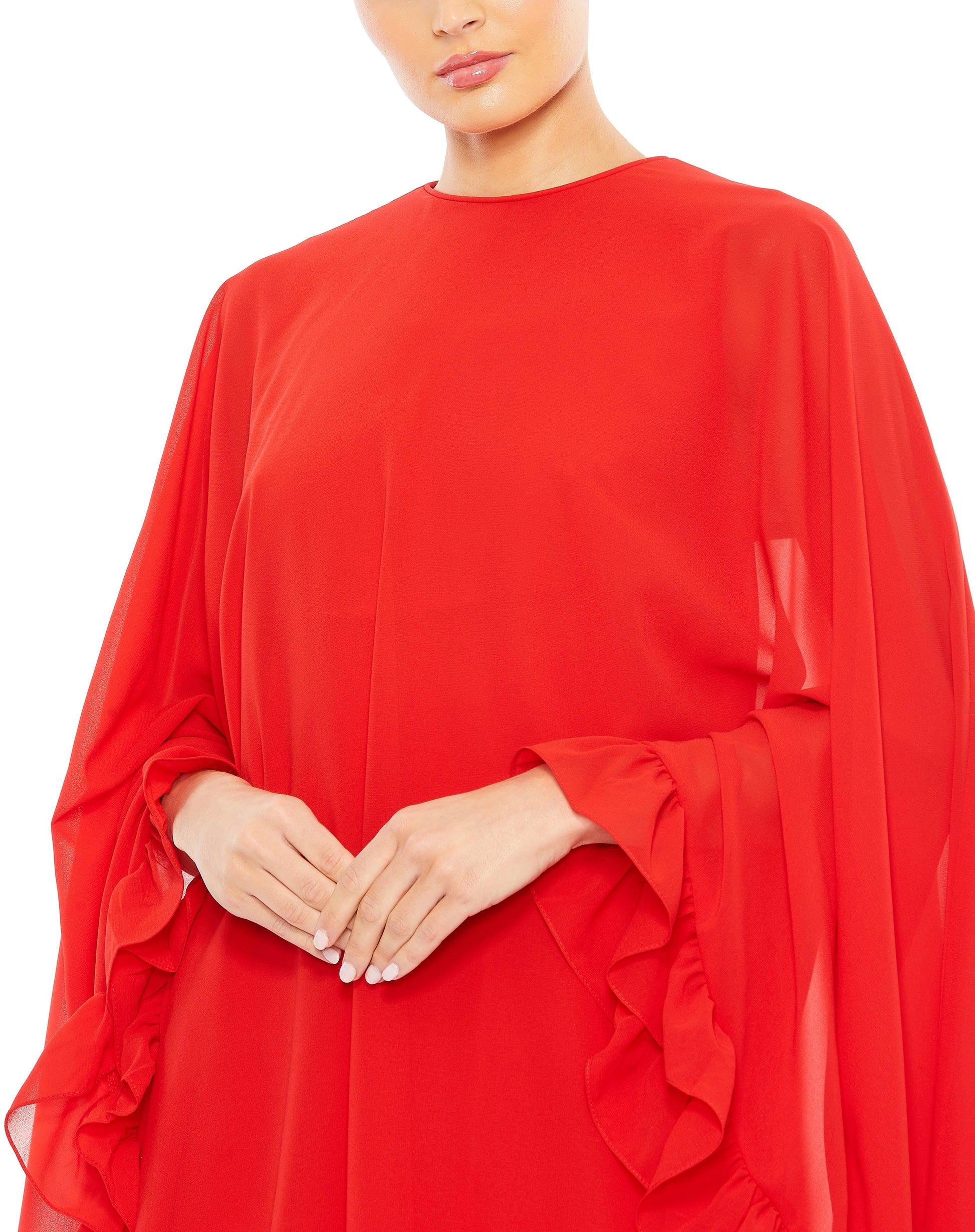 Mac Duggal 55407 Short Cape Sleeve Cocktail Dress