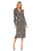 Cocktail Dresses Long Sleeve V Neck Midi Dress Charcoal