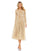 Cocktail Dresses Embellished Illusion High Neck Long Sleeve Midi Dress Latte
