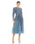 Cocktail Dresses Embellished Illusion High Neck Long Sleeve Midi Dress Slate Blue