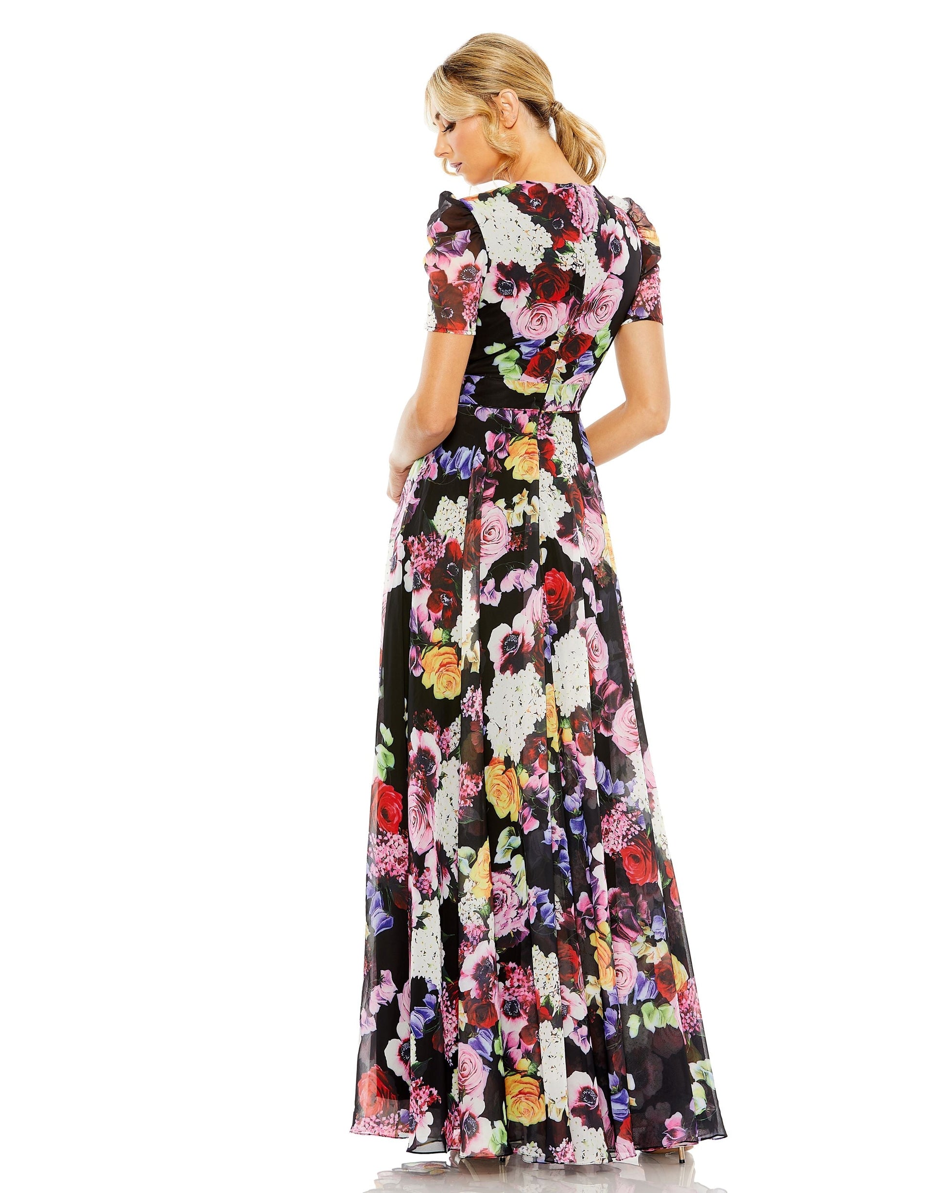 Formal Dresses Long Floral Formal Prom Dress Black Multi