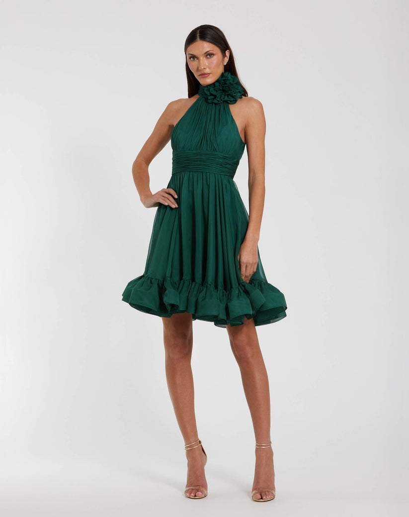 Cocktail Dresses Short 3D Floral Applique A Line Cocktail Mini Dress Teal