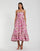 Prom Dresses Tea Length Floral Ruffle Cocktail Dress Pink Multi