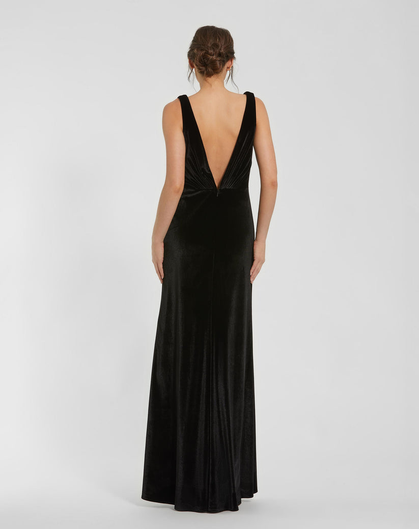 Prom Dresses Long Fitted Formal Velvet Prom Dress Black