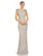 Formal Dresses Long Embellished Crystal Cap Sleeve Column Dress Silver Nude