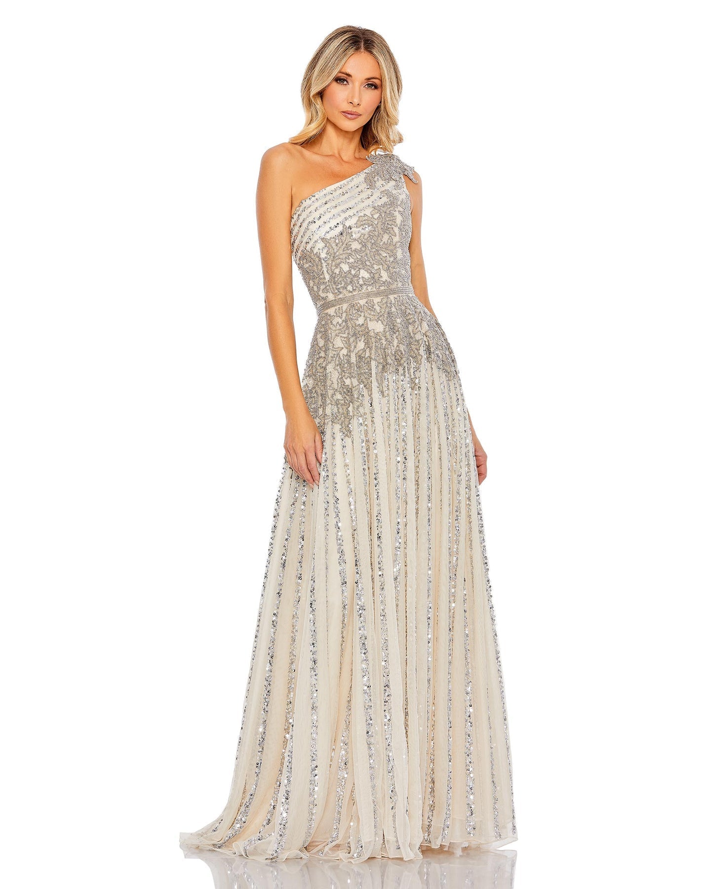 Formal Dresses Long Sequin A Line Formal Prom Dress Silver Nude