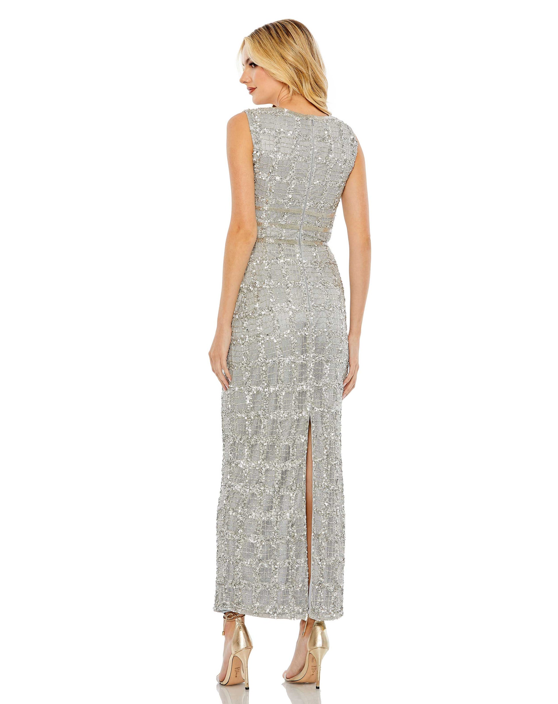 Prom Dresses Beaded Long Formal Prom Dress Platinum