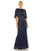 Mother of the Bride Dresses Long High Neck Column Embellished Cape Dress Midnight