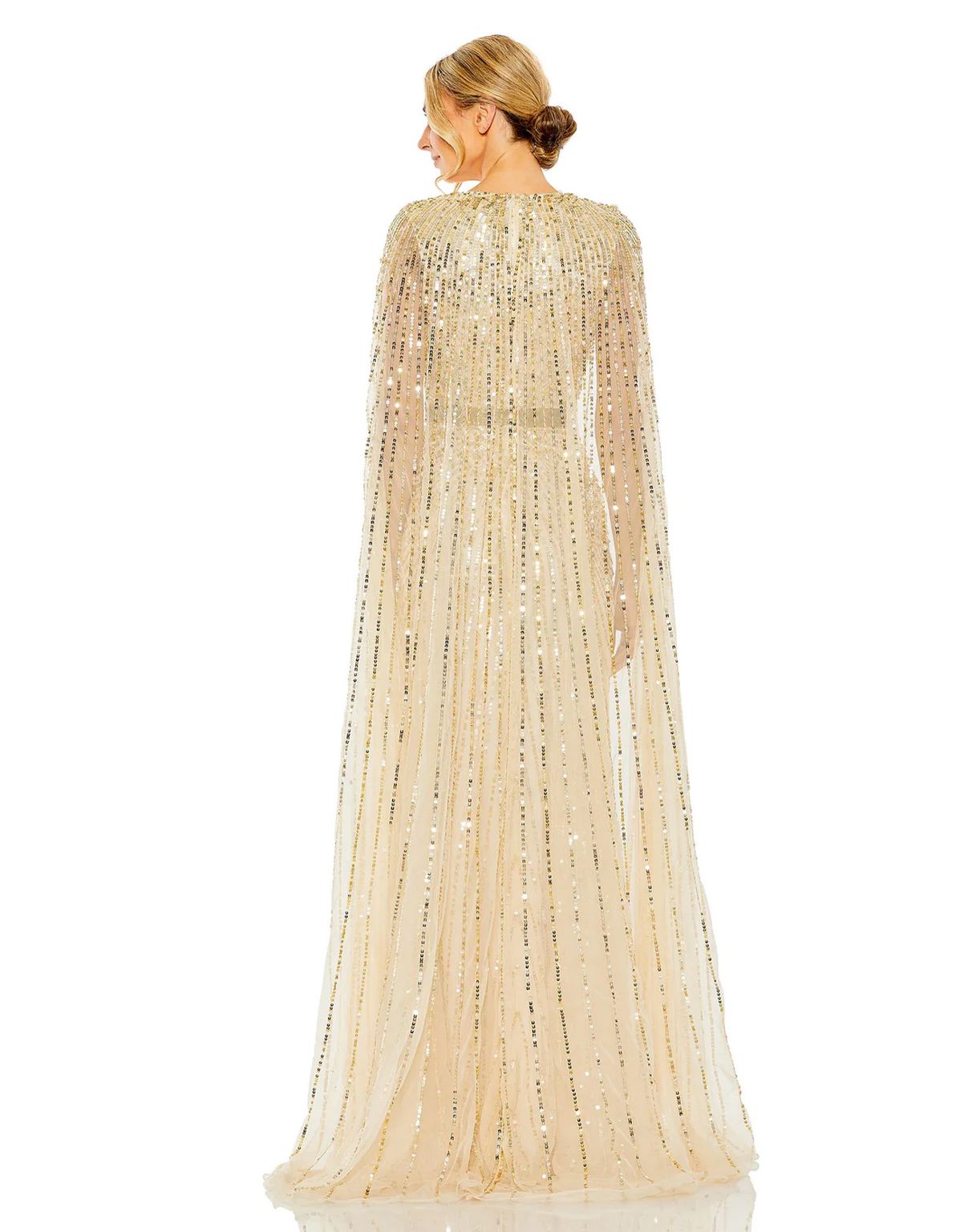 Formal Dresses Long Formal Cape Sleeve Dress Nude