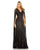 Formal Dresses Long Sequined V Neck Cape Sleeve Dress Blackberry