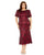 Plus Size Dresses Plus Size High Neck Puff Sleeve Embellished Midi Dress Burgundy