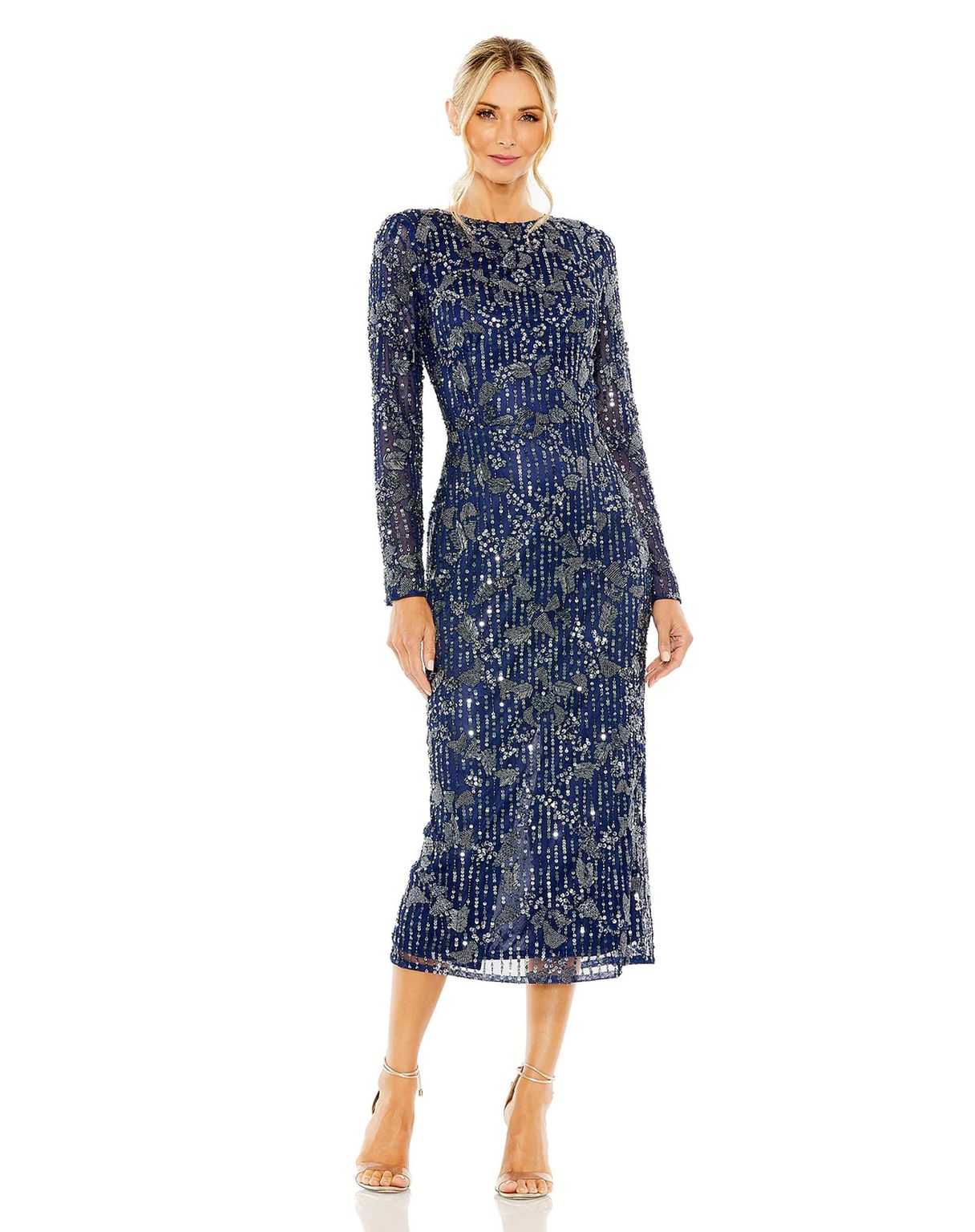 Cocktail Dresses Long Sleeve Formal Midi Dress Midnight