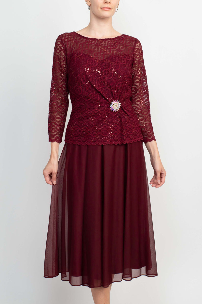 Mother of the Bride Dresses Long Sleeve Mother of the Bride Short Detail Dress  BORDEAUX