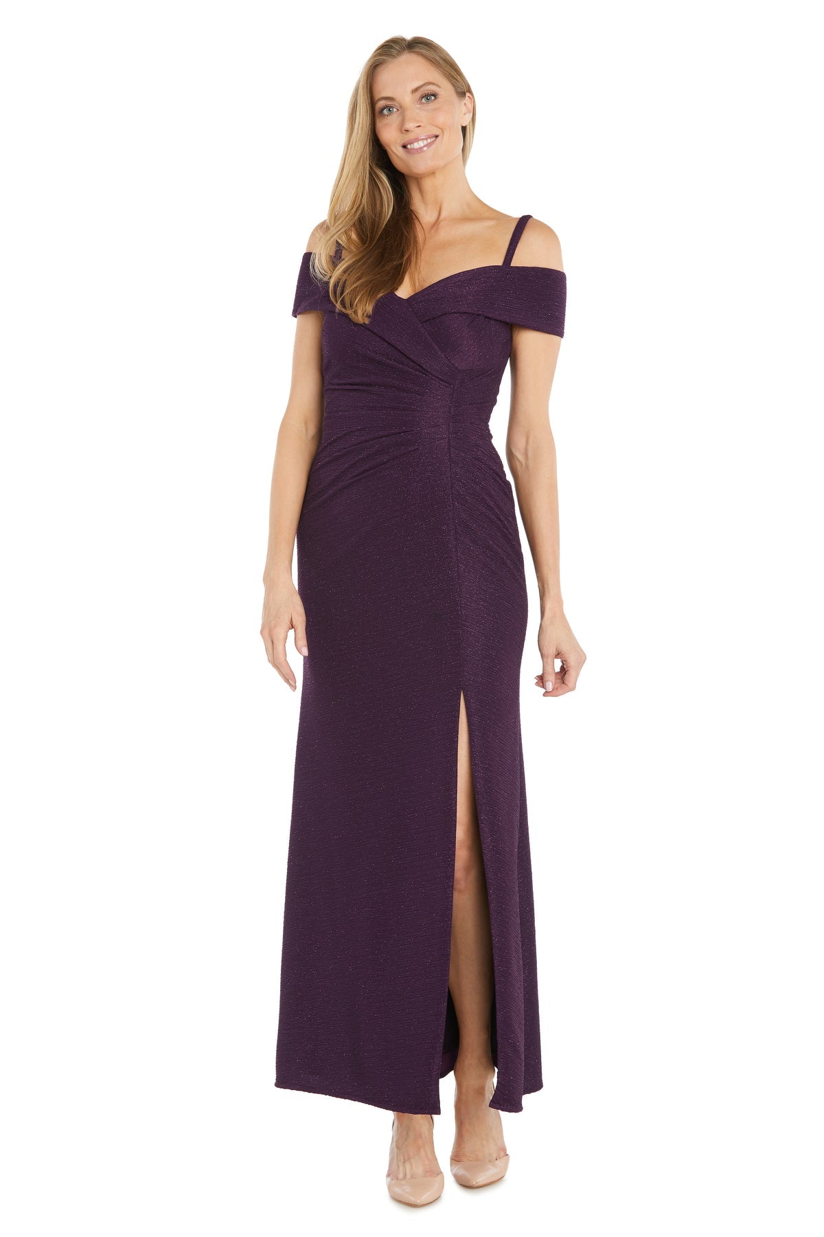 Formal Dresses Long Pleated Glitter Formal Dress Plum