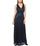 Formal Dresses Long Pleated Metallic Waist Shirring Dress Navy