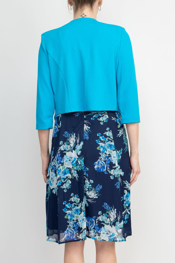Cocktail Dresses Pinted Short Cocktail Bolero Petite Dress Blue Multi
