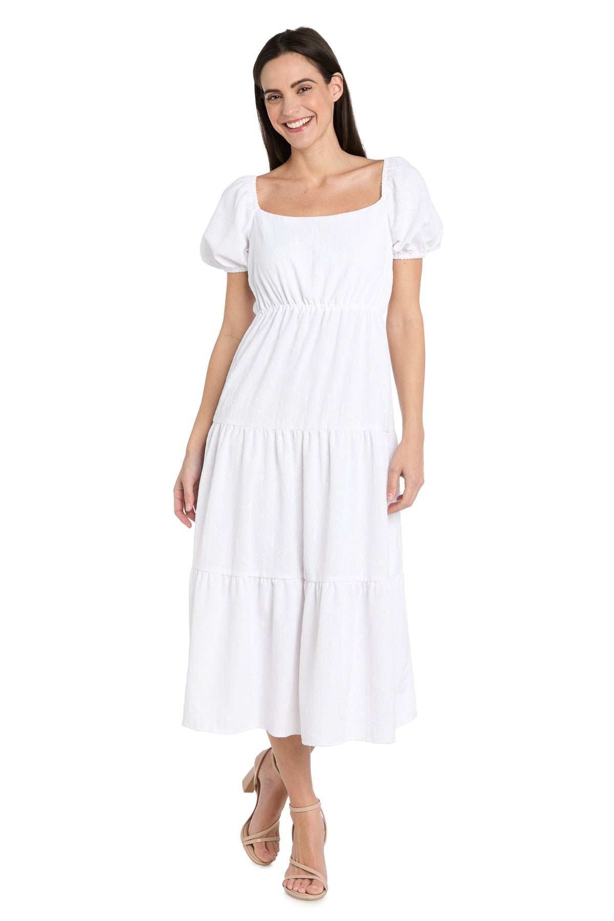Cocktail Dresses Short Cocktail Tiered Midi Length Dress White