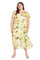 Plus Size Dresses Plus Size Printed Cocktail Midi Length Dress Yellow/Green/White