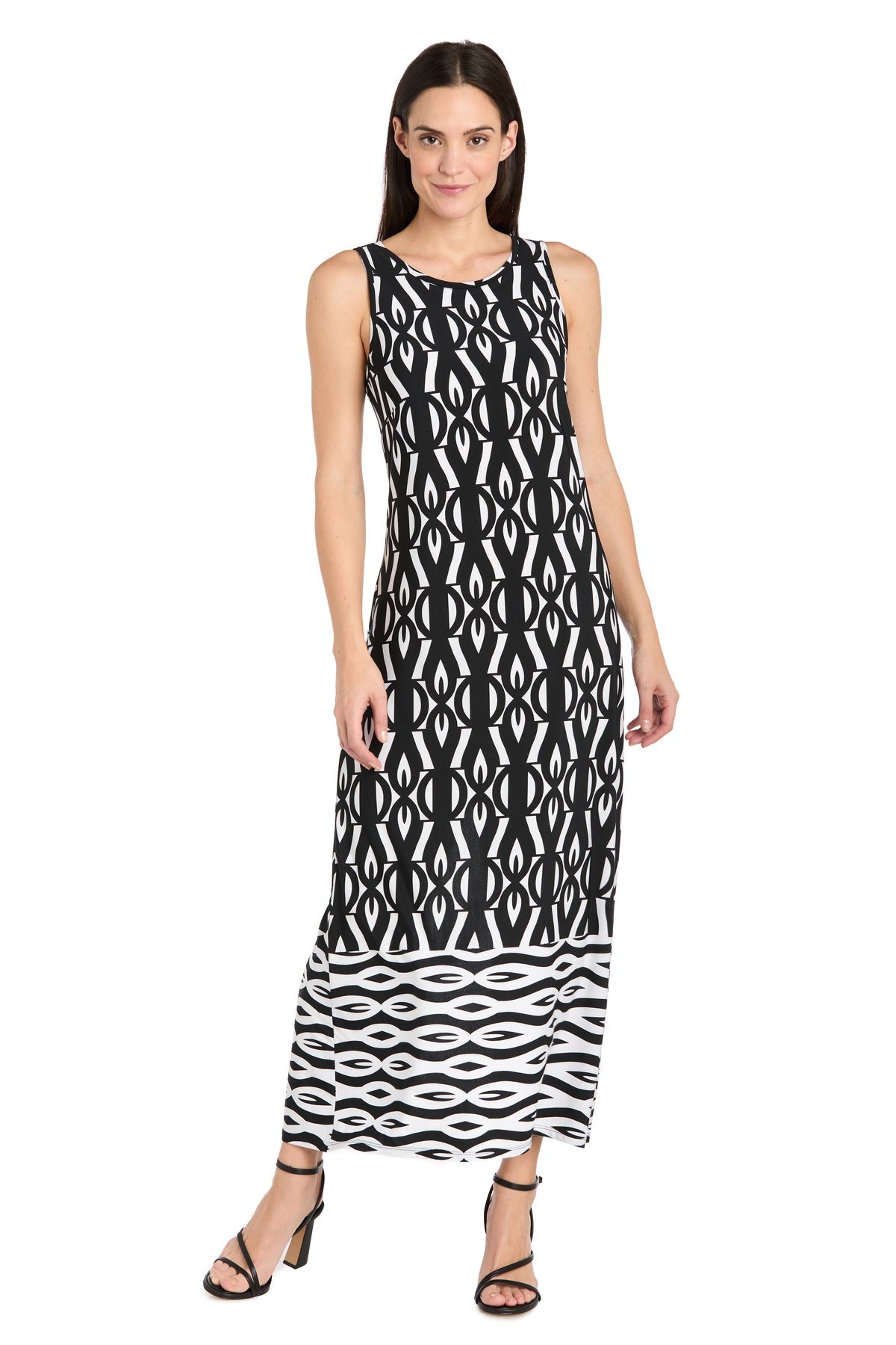 Formal Dresses Petite Long Formal Maxi Dress Black/White
