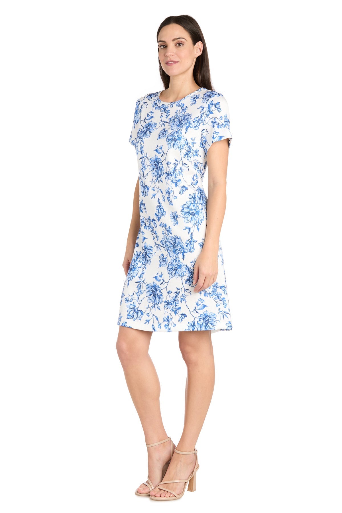 Cocktail Dresses Short Floral Print Cocktail Dress White/Blue