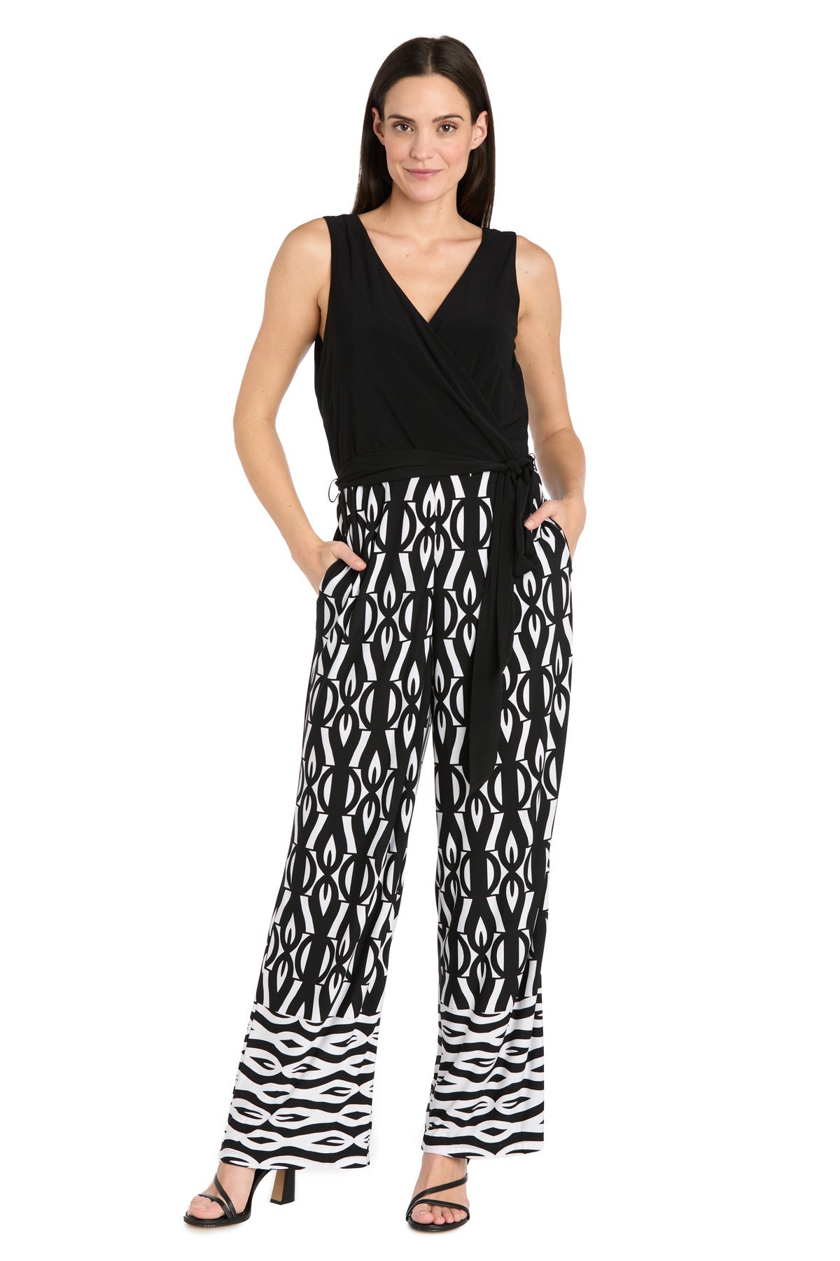 Jumpsuit Long Printed Formal Petite Jumpsuit Black/White