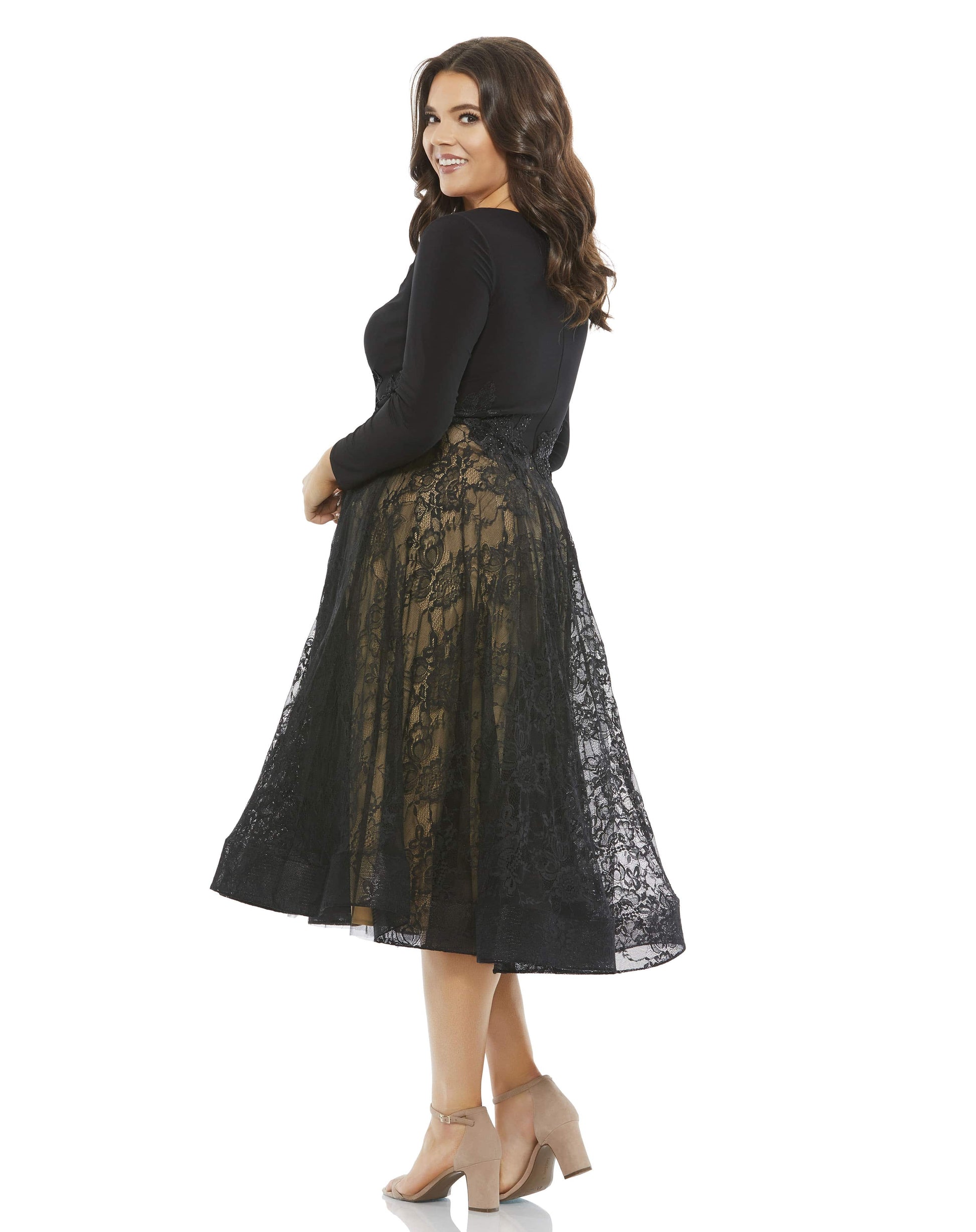 Plus Size Dresses Long Sleeve Plus Size Short Cocktail Midi Dress Black Nude