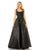 Formal Dresses Long Metallic Pleated Bodice Ball Gown Black