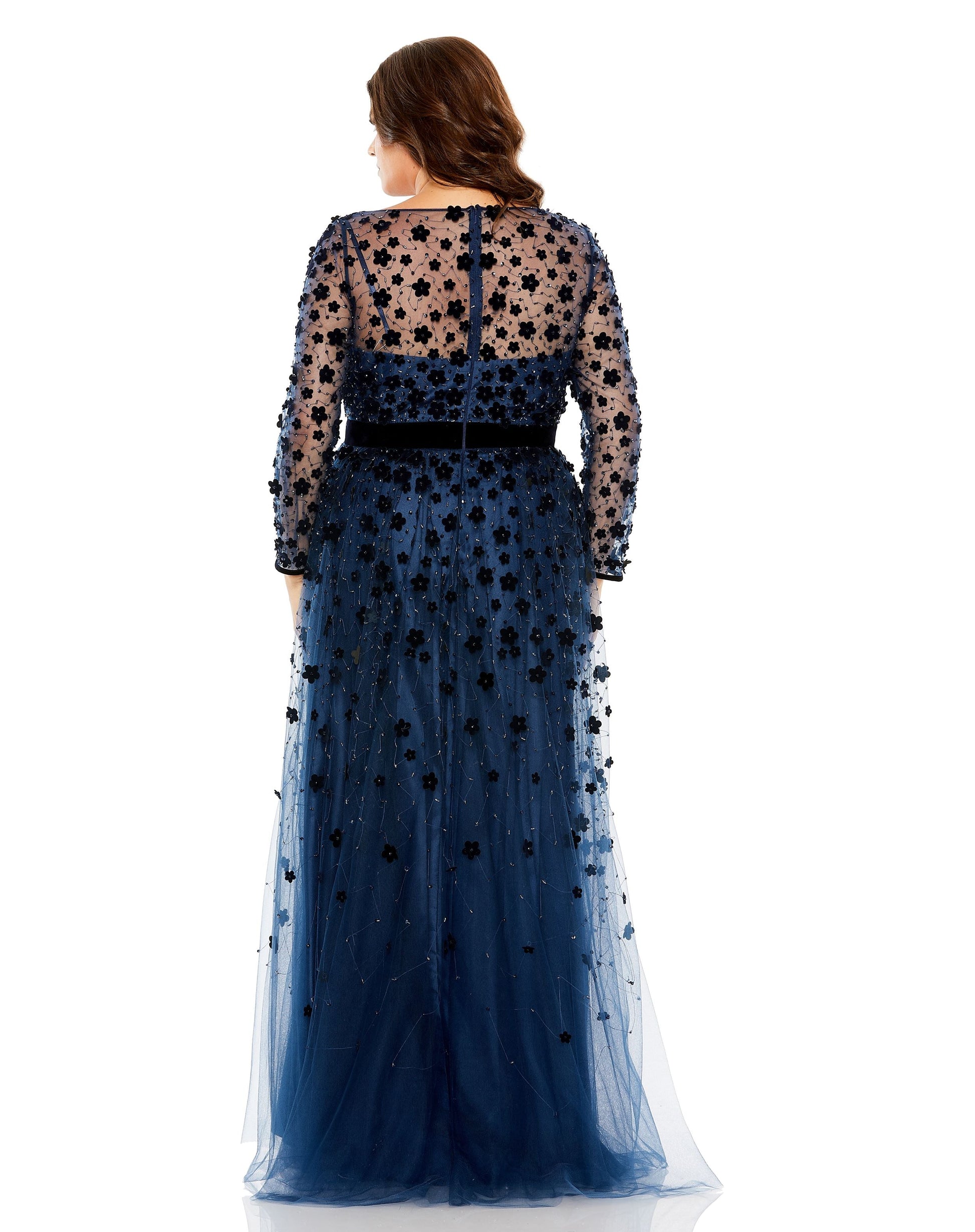 Plus Size Dresses  Long Sleeve Plus Size A Line Formal Gown Midnight