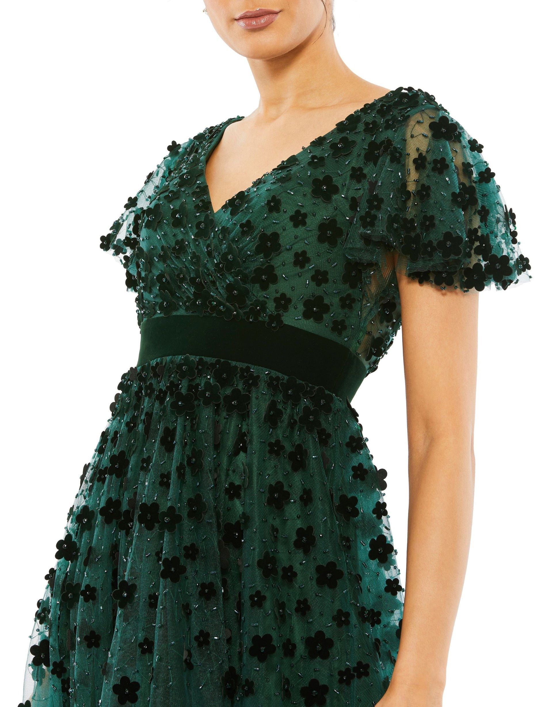 Cocktail Dresses  Short Velvet Hem Midi Cocktail Dress Emerald