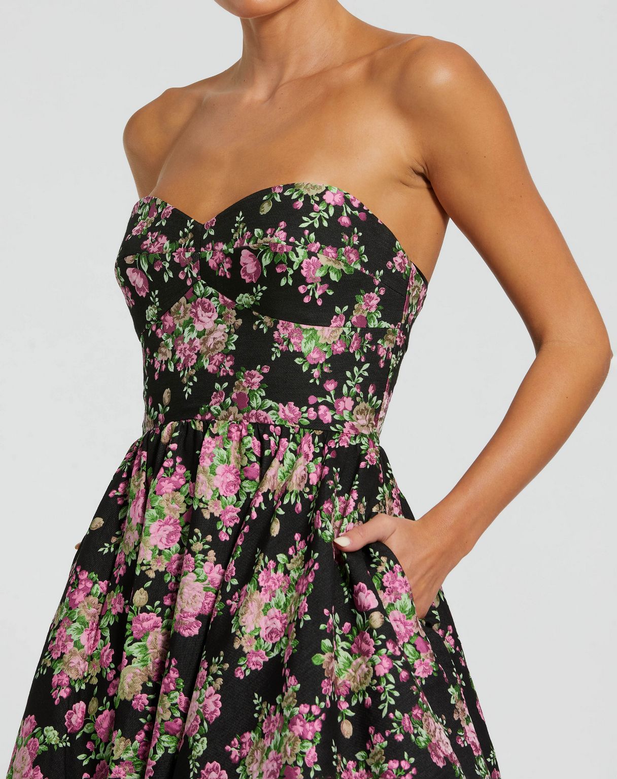 Prom Dresses Long Floral A Line Formal Prom Dress Black Multi