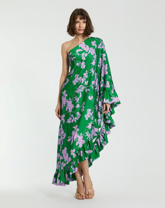 Formal Dresses Printed High Low Formal Prom Dress Green Multi