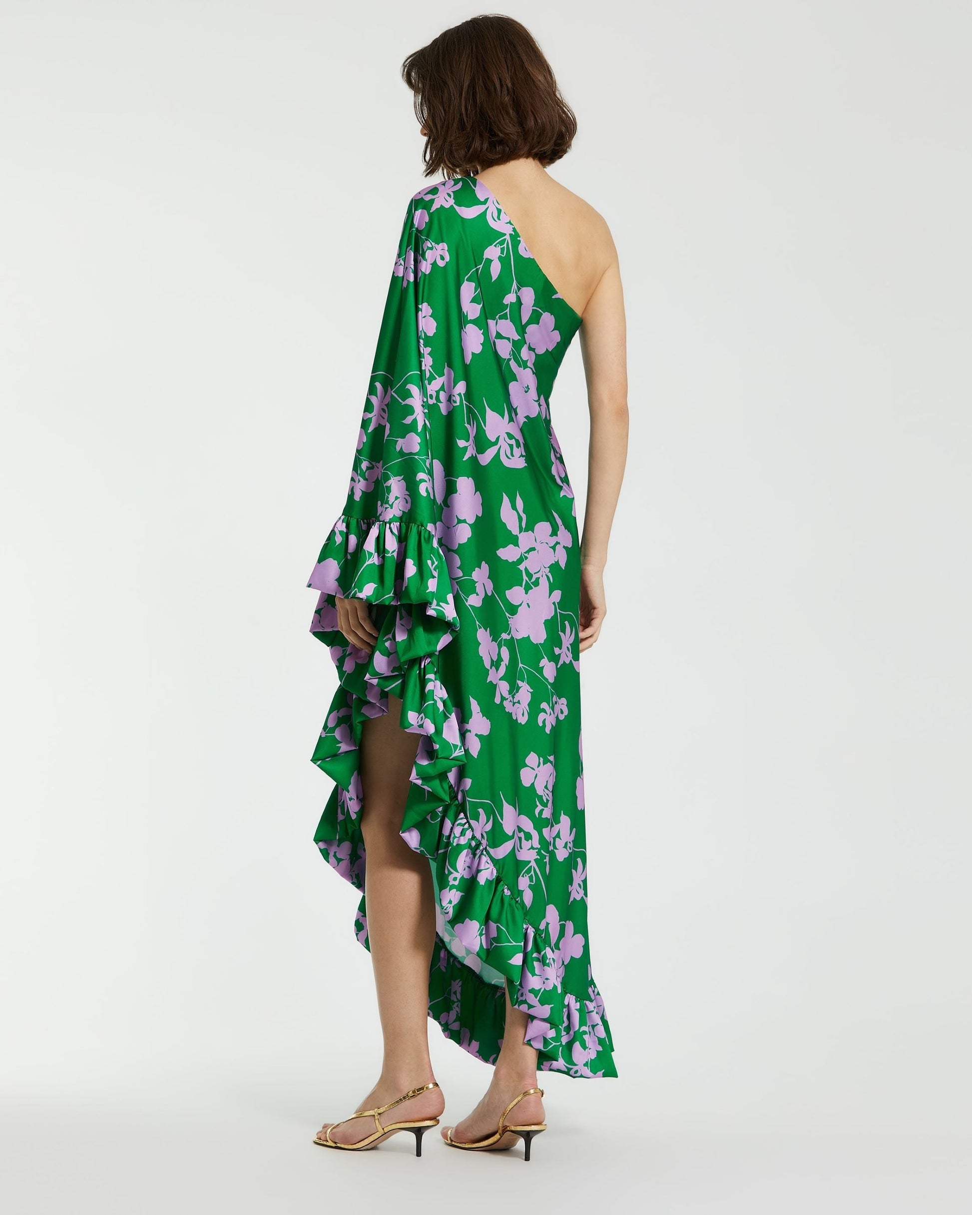 Formal Dresses Printed High Low Formal Prom Dress Green Multi