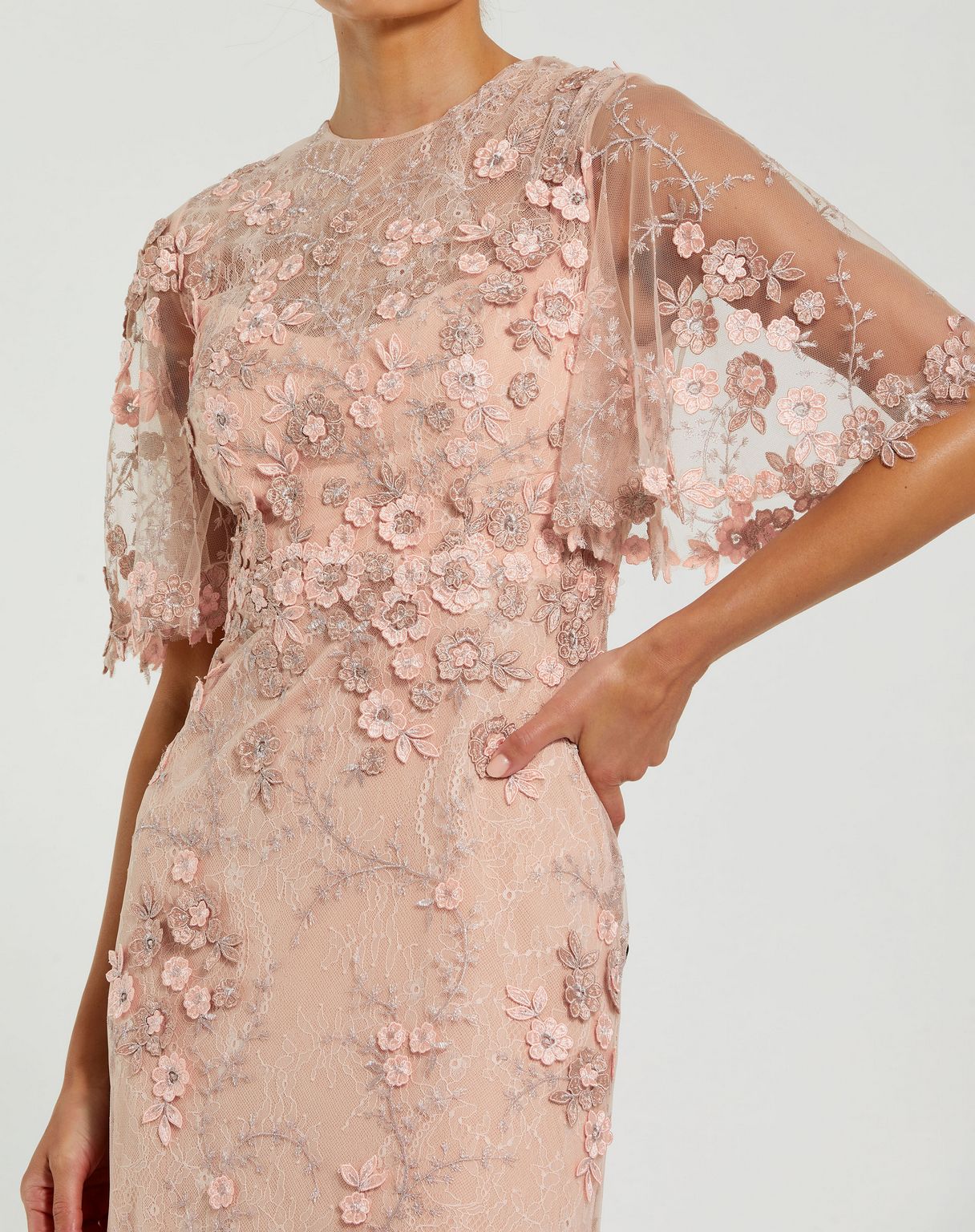 Formal Dresses Long Formal  Floral Applique Evening Dress Rose