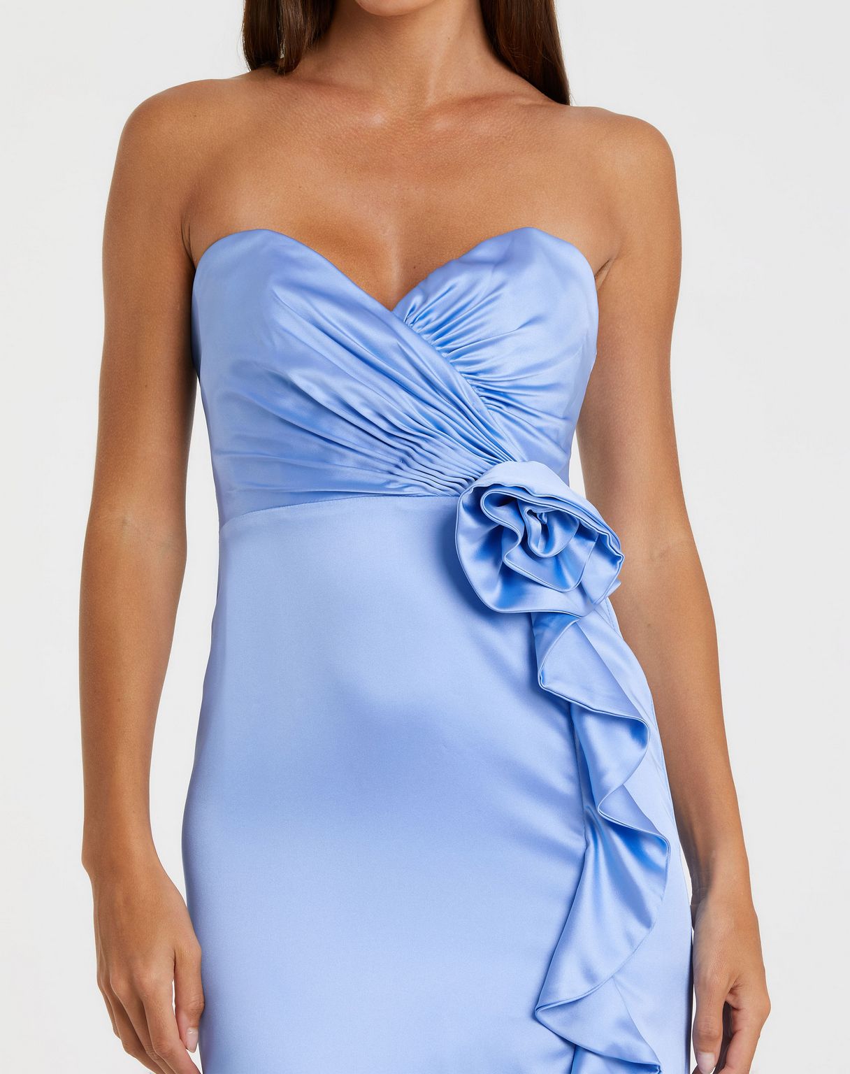 Prom Dresses Fitted Long Formal Ruffle Slit Prom Dress Ice Blue