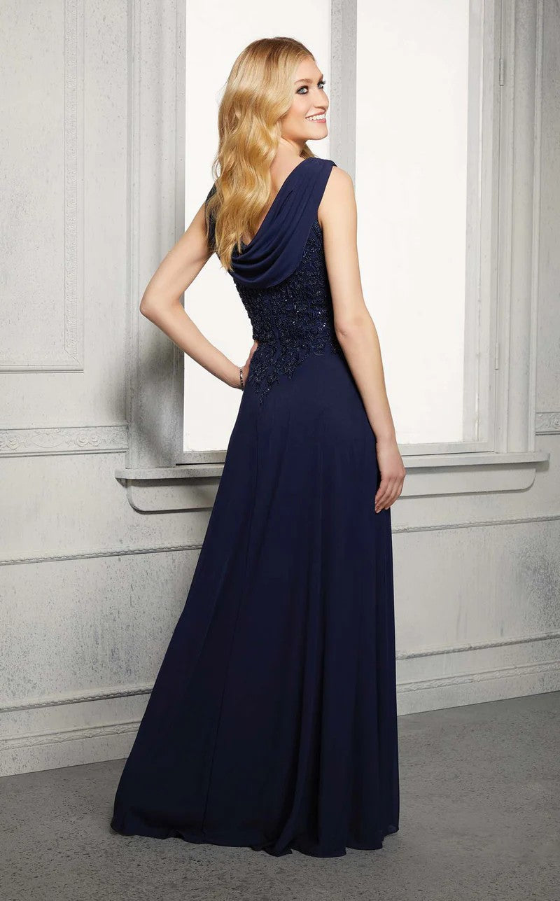 Formal Dresses Beaded A Line Long Formal Evening Dress Navy