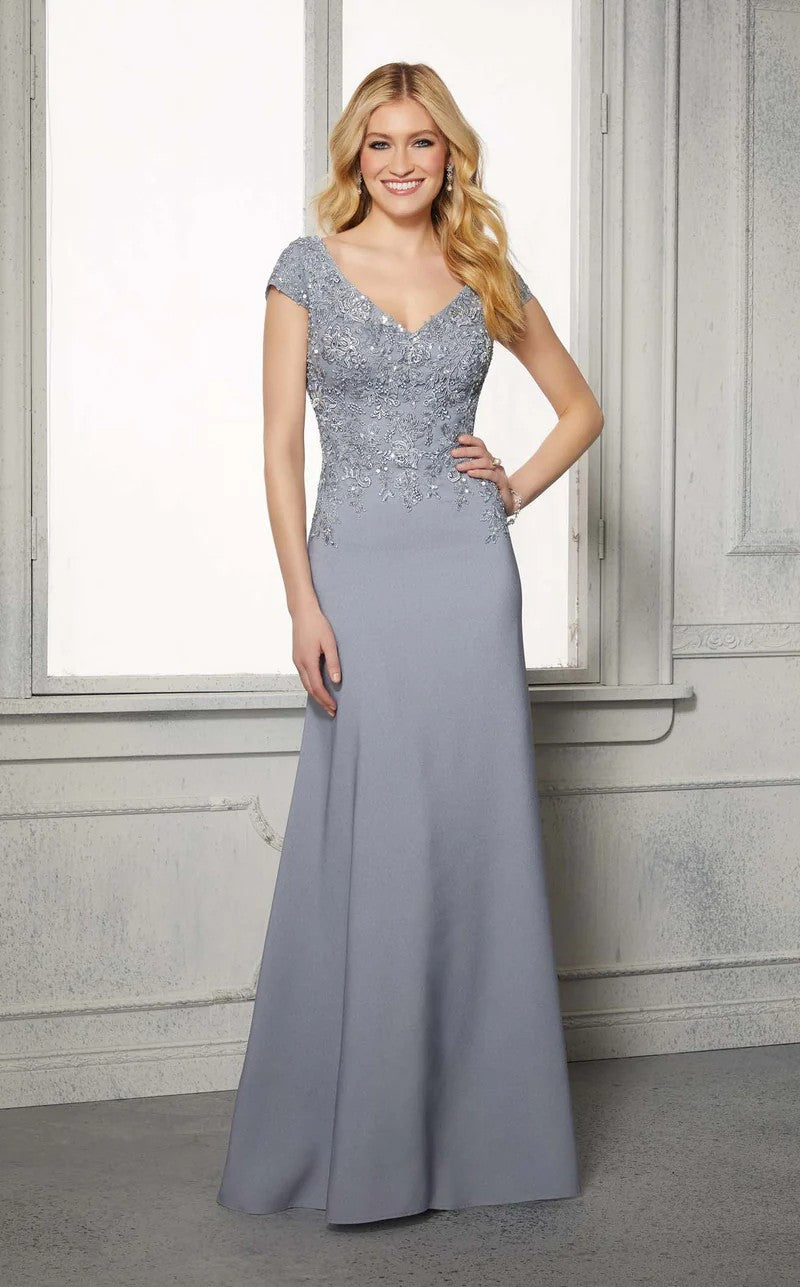 Formal Dresses Long Formal A Line Beaded Lace Evening Dress Steel