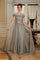 Mother of the Bride Dresses Long Formal Dress with Detachable Cape Pewter