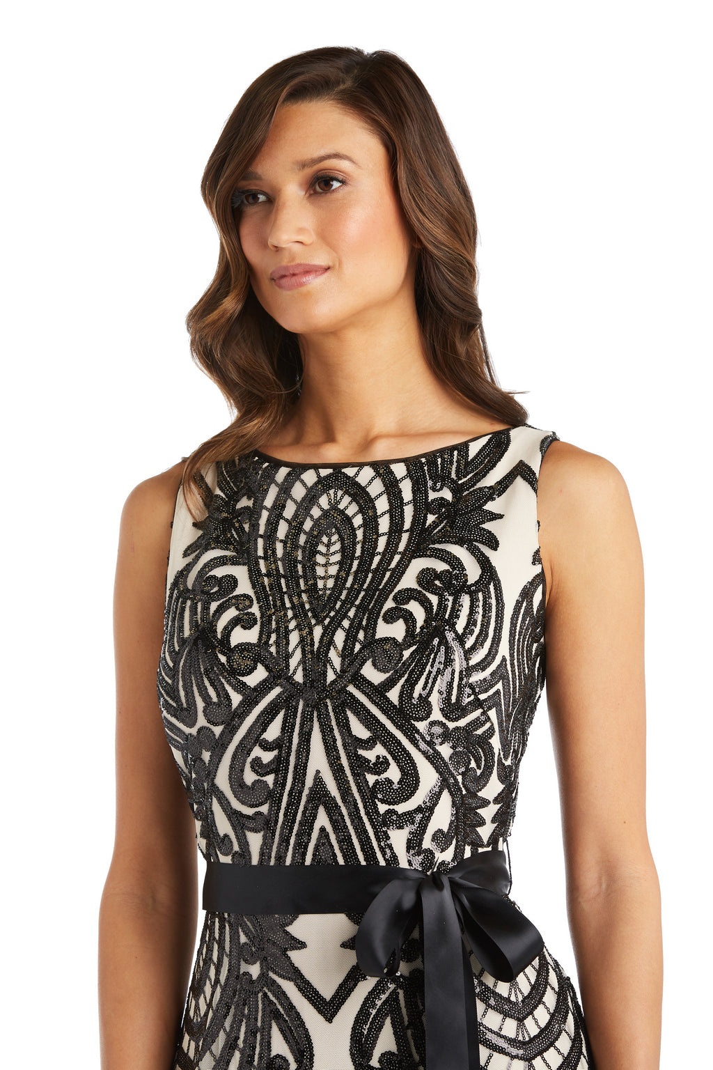 Formal Dresses Long Patterned Sequin Formal Evening Dress Champagne/Black