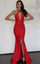 Prom Dresses Evening Slit Long Formal Fitted Prom Dress Red