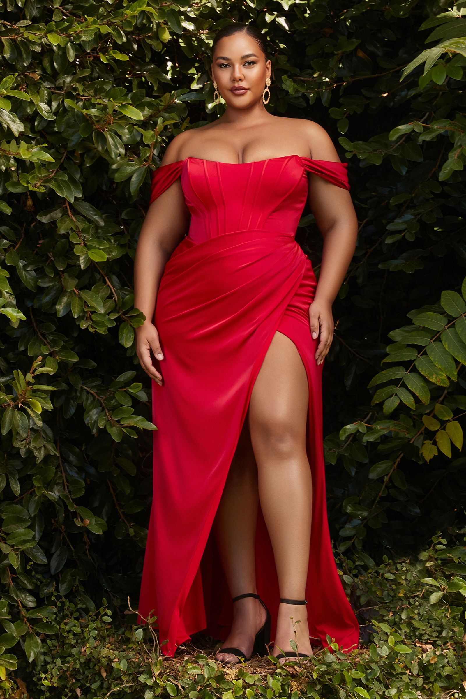 LaDivine CD7484C Long Plus Size Off Shoulder Prom Dress