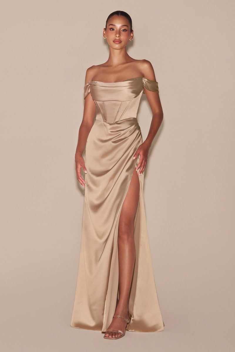 Prom Dresses Plus Size Long Off Shoulder Evening Gown Champagne