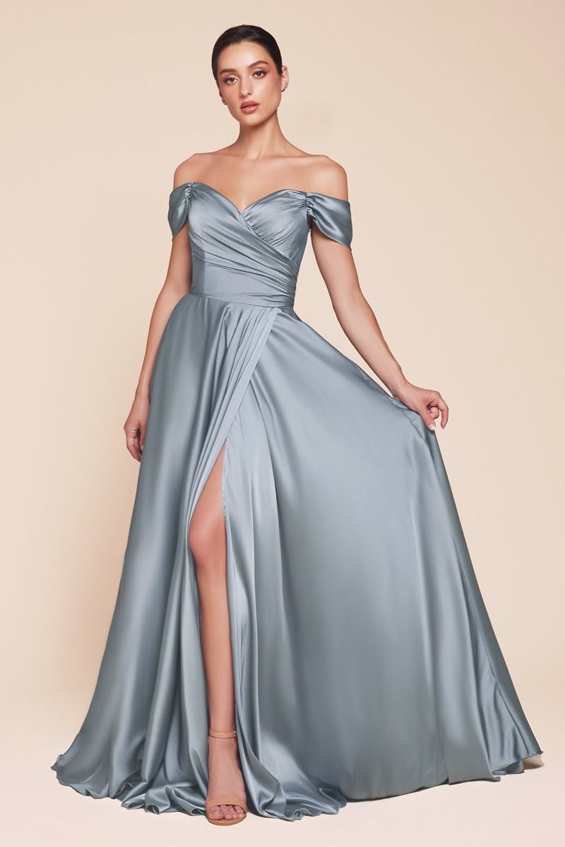 Prom Dresses Plus Size Long Off Shoulder Dress Dusty Blue