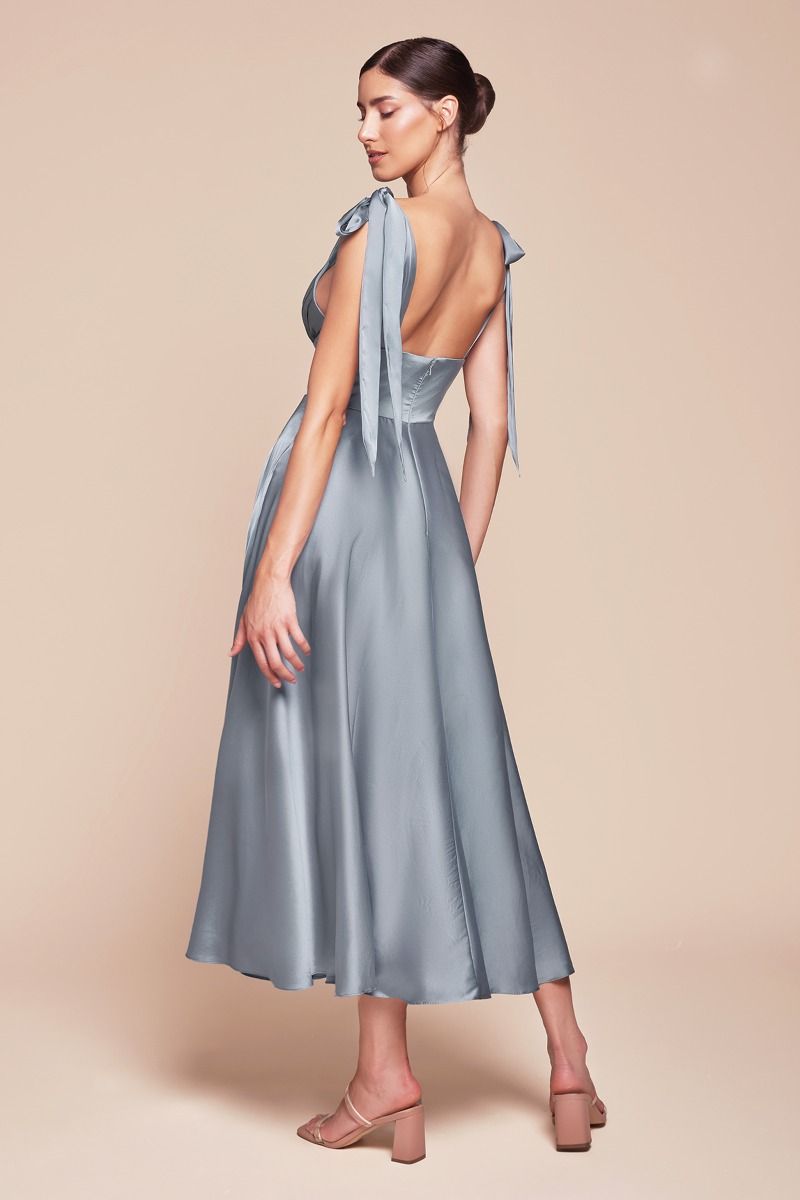 LaDivine 7499 A Line Formal Prom Tea Length Dress