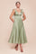 LaDivine 7499 A Line Formal Prom Tea Length Dress