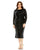 Cocktail Dresses Long Sleeve Sequins Gartered Waist Midi Dress Black