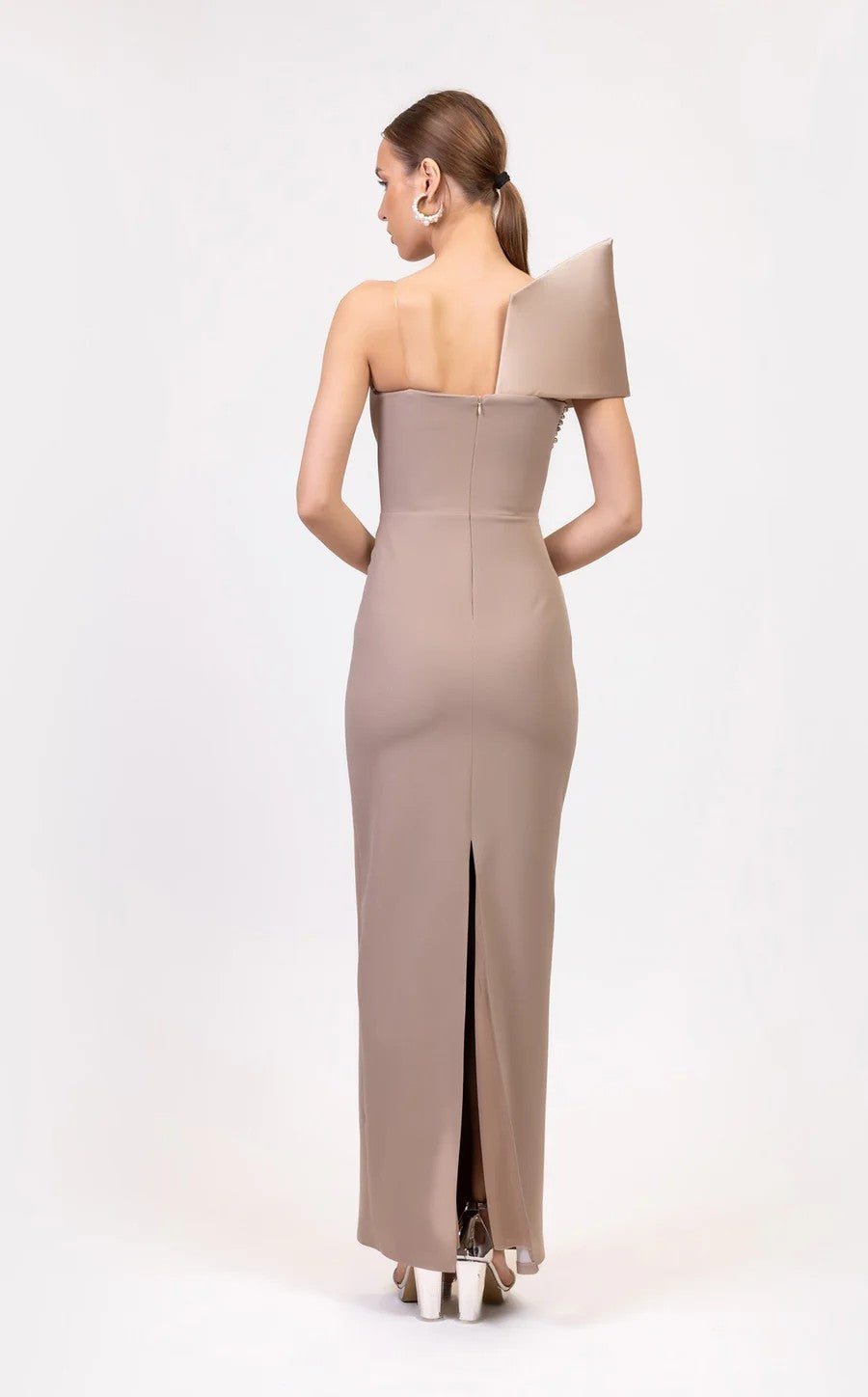 Prom Dresses Fitted Long Formal Beaded Prom Dress Beige