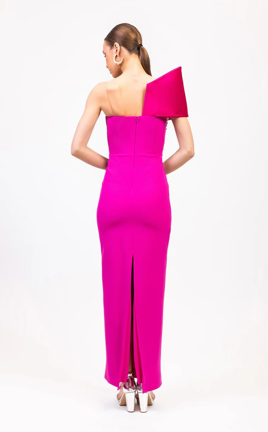Prom Dresses Fitted Long Formal Beaded Prom Dress Fuchsia