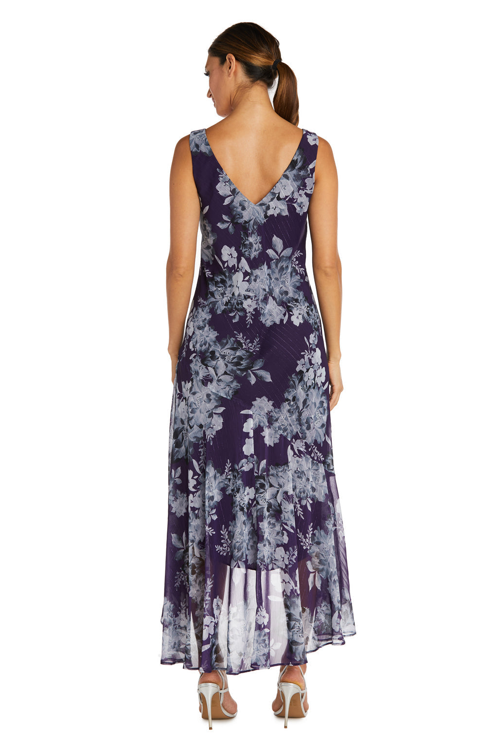 Mother of the Bride Dresses High Low Floral Mother of the Bride Jacket Dress Purple